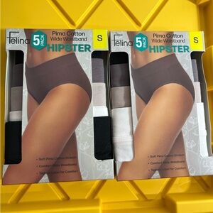 2‎ pack Felina Pima cotton wide waistband hipster S